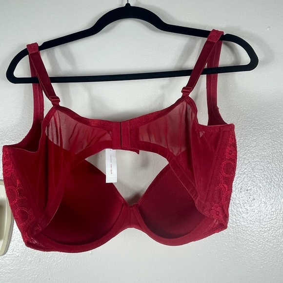 Cacique Red Lace Full Coverage Bra with Underwire Support - Picture 3 of 6